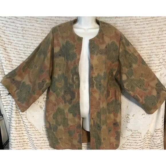 Vtg GIBBS-LOUIS Womens Oversized Lagenlook  Wool Shoulder pads Duster Jacket S - Picture 1 of 8